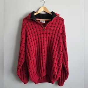 Vinatge Men's Alpaca Wool Quarter Zip Cozy Sweater Pullover Textured Knit